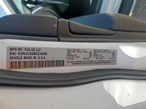 2021 JEEP GRAND CHEROKEE SUMMIT 1C4RJFJG6MC616499