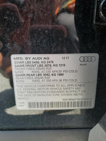 2018 AUDI Q5 PREMIUM WA1BNAFY5J2109115
