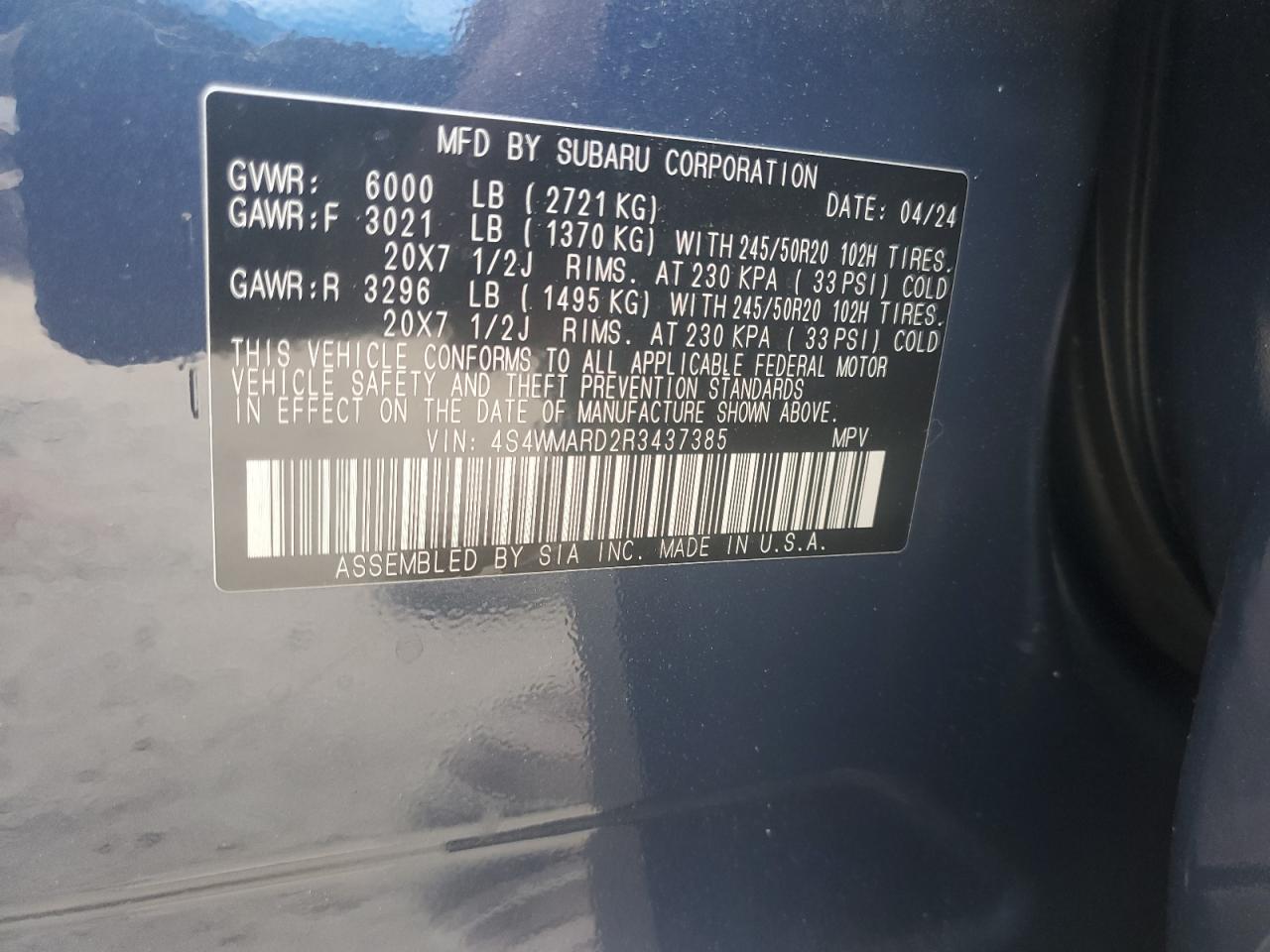 SUBARU ASCENT LIMITED