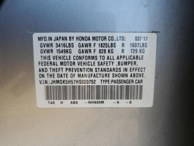 2017 HONDA FIT LX JHMGK5H57HS020752