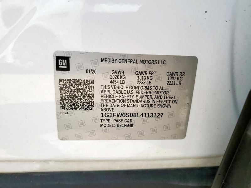 2020 CHEVROLET BOLT EV LT 1G1FW6S08L4113127
