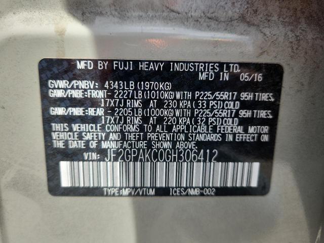 2016 SUBARU CROSSTREK LIMITED JF2GPAKC0GH306412