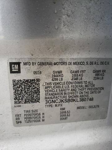 2019 CHEVROLET TRAX LS 3GNCJKSB0KL380748