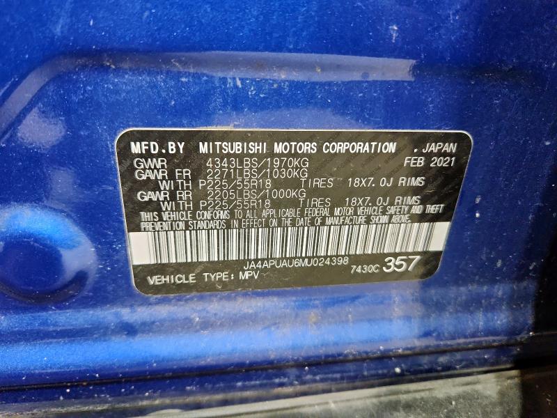 2021 MITSUBISHI OUTLANDER SPORT ES JA4APUAU6MU024398