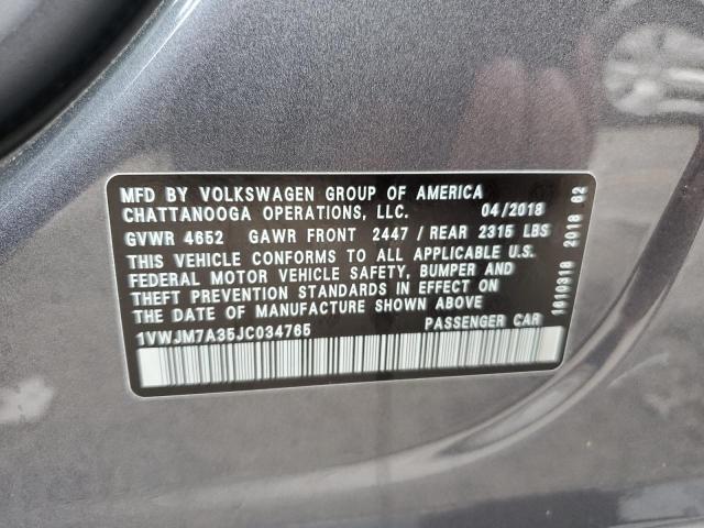 2018 VOLKSWAGEN PASSAT GT 1VWJM7A35JC034765