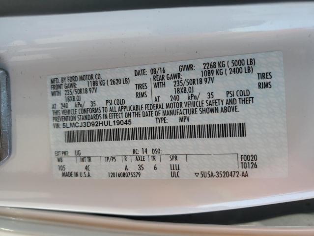 2017 LINCOLN MKC RESERV 5LMCJ3D92HUL19045