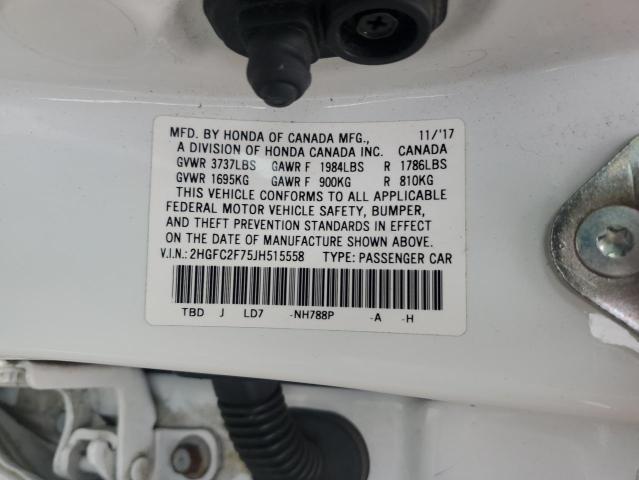 2018 HONDA CIVIC EX 2HGFC2F75JH515558