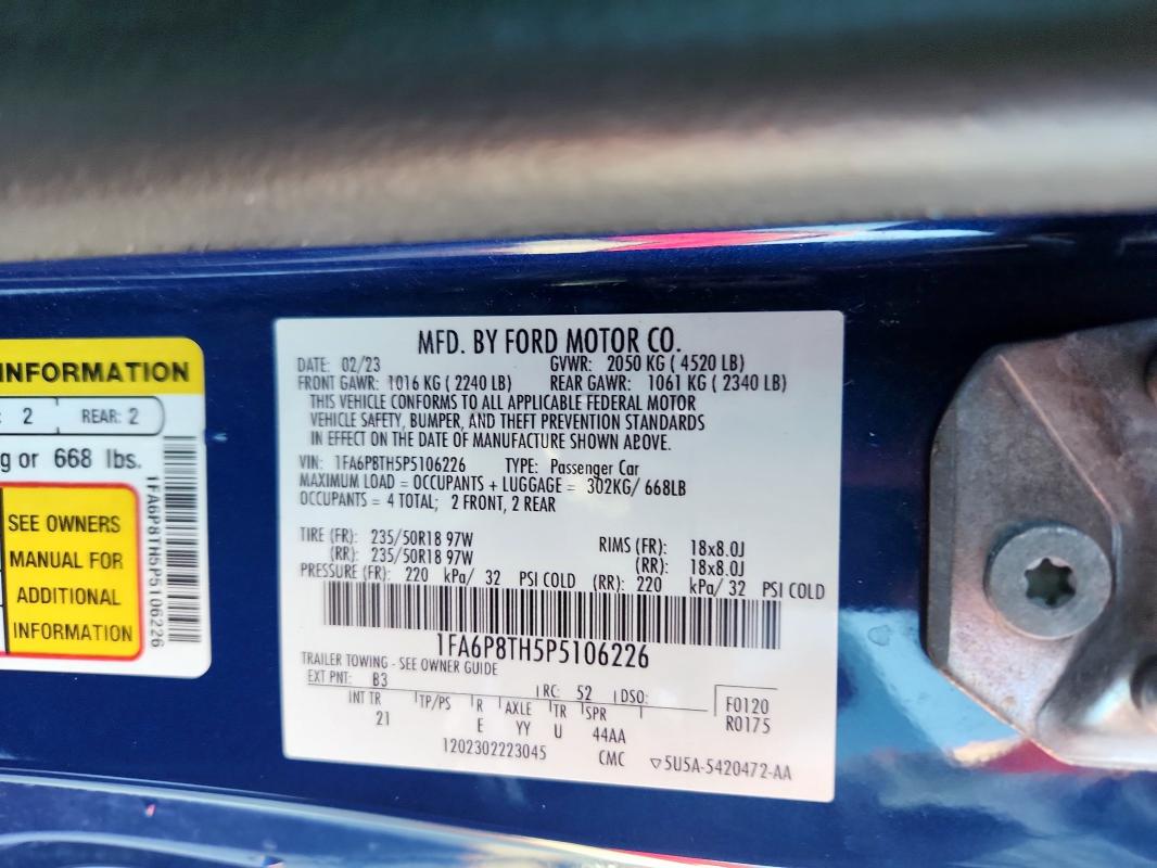 2023 FORD MUSTANG - 1FA6P8TH5P5106226