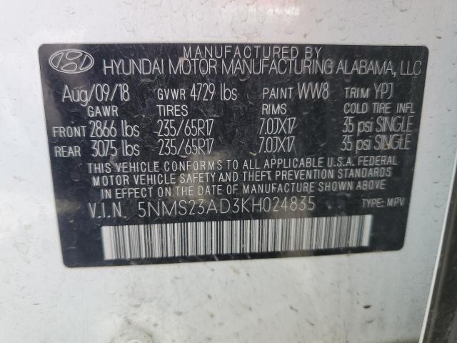 2019 HYUNDAI SANTA FE S - 5NMS23AD3KH024835