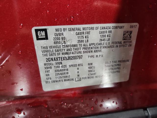 2018 CHEVROLET EQUINOX LT - 2GNAXTEX5J6200797