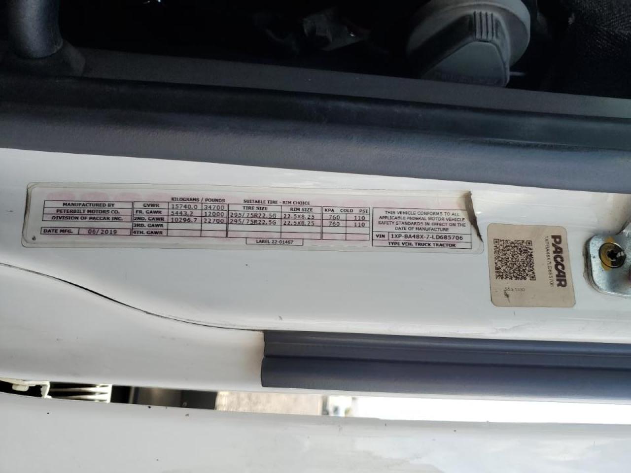 Lot #3283858425 2020 PETERBILT TRACTOR 579