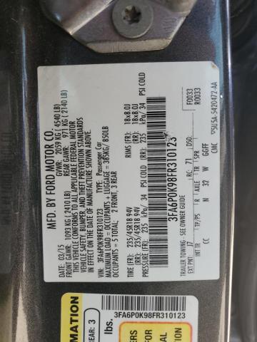 2015 FORD FUSION TIT 3FA6P0K98FR310123