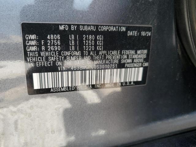 2025 SUBARU LEGACY TOU 4S3BWGP60S3010751