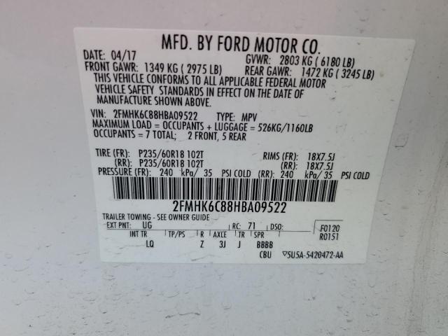 2017 FORD FLEX SEL 2FMHK6C88HBA09522