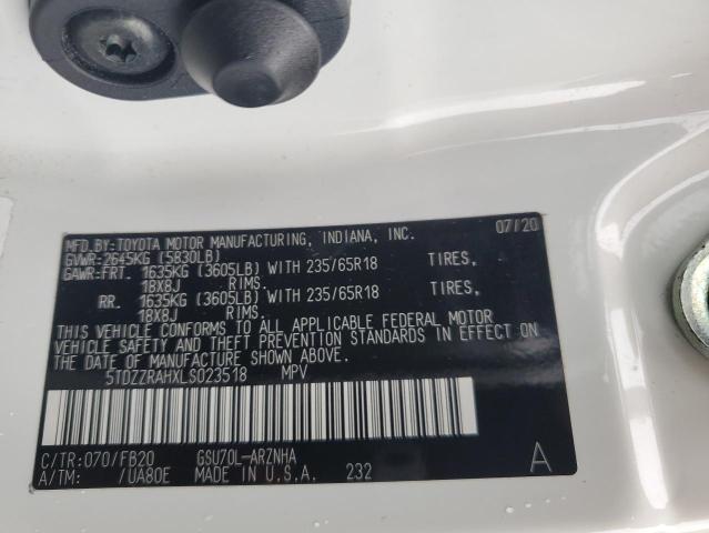 2020 TOYOTA HIGHLANDER 5TDZZRAHXLS023518