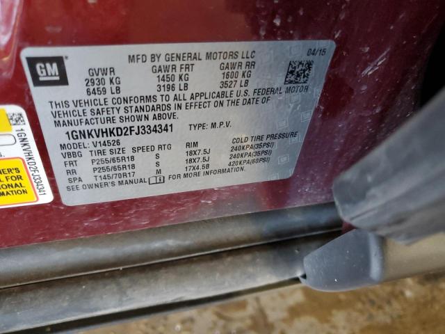 2015 CHEVROLET TRAVERSE LT 1GNKVHKD2FJ334341