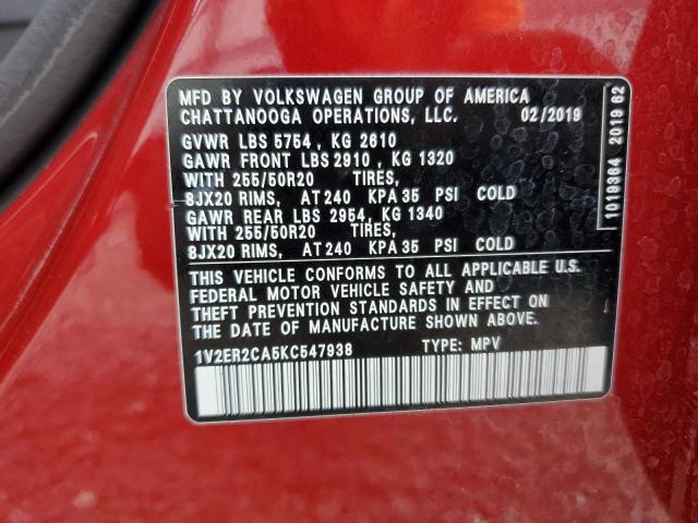 2019 VOLKSWAGEN ATLAS SEL 1V2ER2CA5KC547938