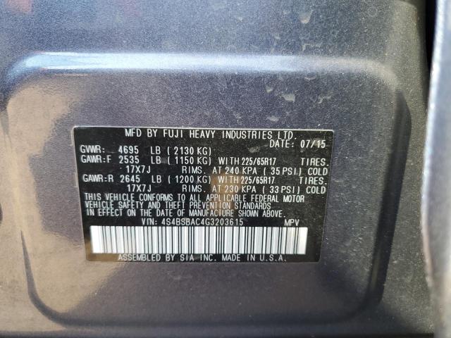 2016 SUBARU OUTBACK 2.5I 4S4BSBAC4G3203615