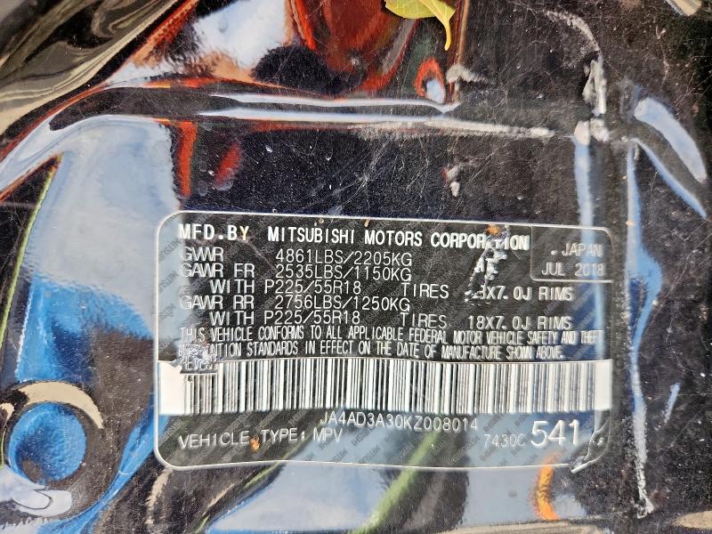 2019 MITSUBISHI OUTLANDER - JA4AD3A30KZ008014