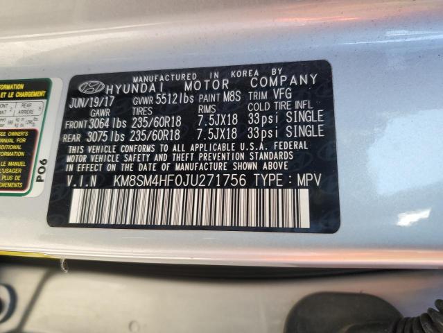 2018 HYUNDAI SANTA FE SE KM8SM4HF0JU271756