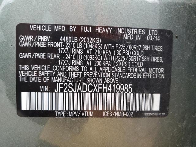 2015 SUBARU FORESTER 2 JF2SJADCXFH419985
