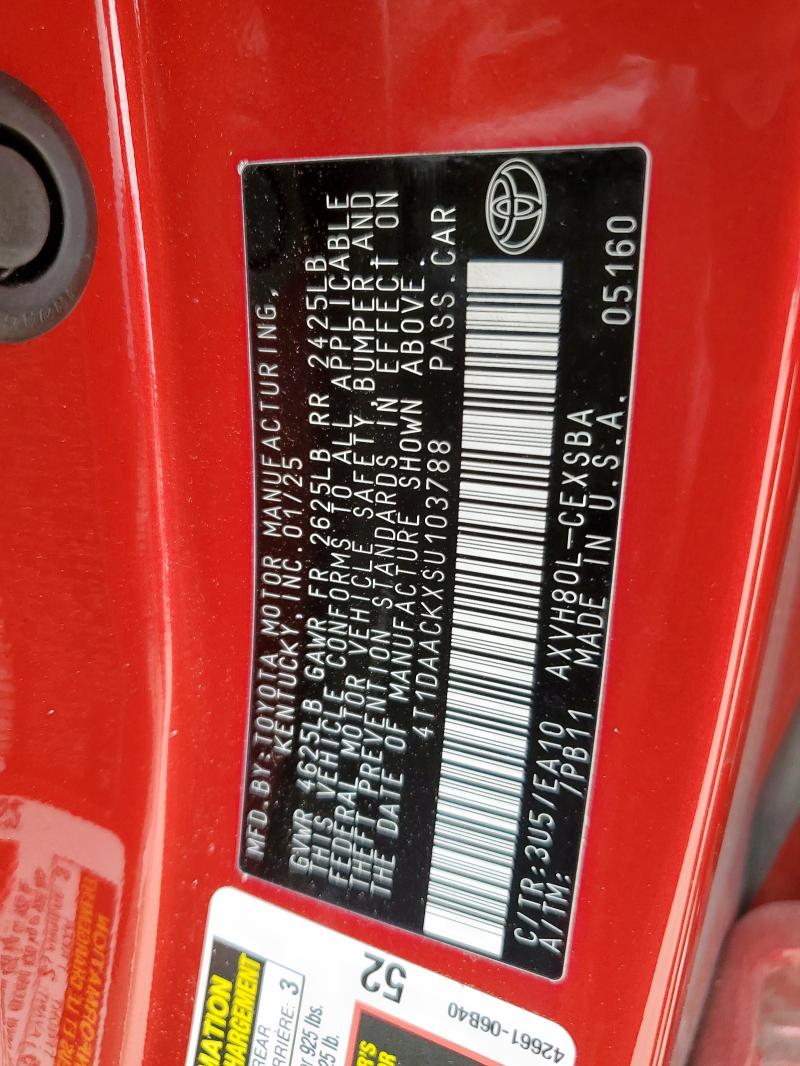 2025 TOYOTA CAMRY XSE 4T1DAACKXSU103788