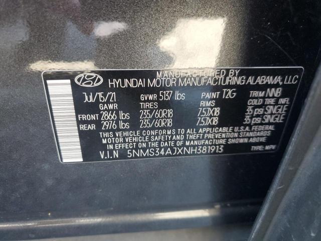2022 HYUNDAI SANTA FE S 5NMS34AJXNH381913