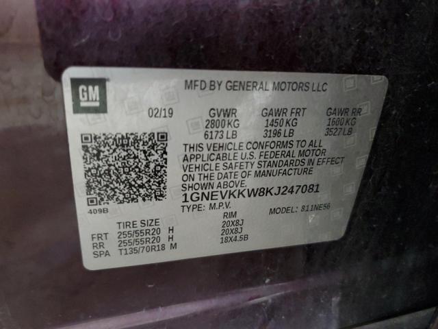 2019 CHEVROLET TRAVERSE P 1GNEVKKW8KJ247081