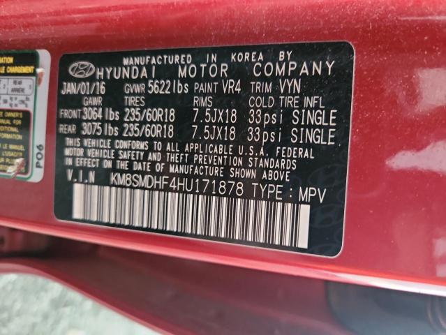 2017 HYUNDAI SANTA FE S KM8SMDHF4HU171878