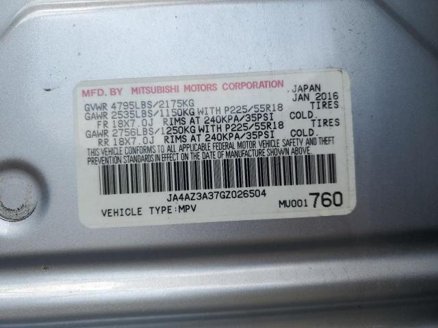 2016 MITSUBISHI OUTLANDER JA4AZ3A37GZ026504