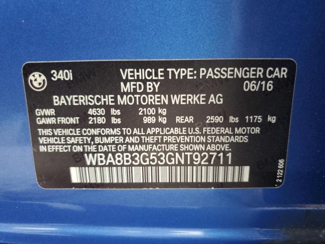 2016 BMW 340 I WBA8B3G53GNT92711