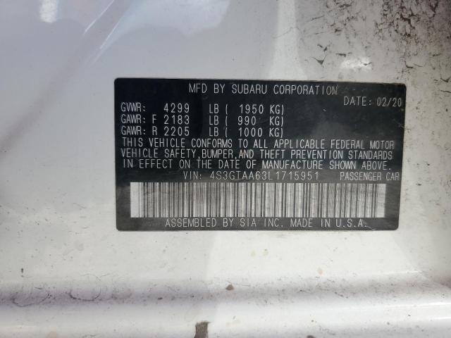 2020 SUBARU IMPREZA 4S3GTAA63L1715951
