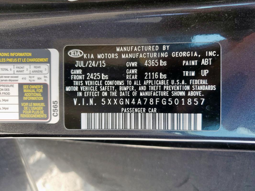 2015 KIA OPTIMA EX 5XXGN4A78FG501857