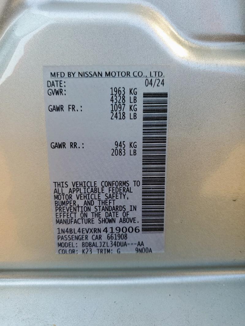 2024 NISSAN ALTIMA SL 1N4BL4EVXRN419006