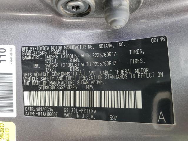 2016 TOYOTA SIENNA LE 5TDKK3DC3GS759225