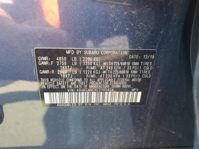 2020 SUBARU OUTBACK LIMITED 4S4BTANCXL3160474
