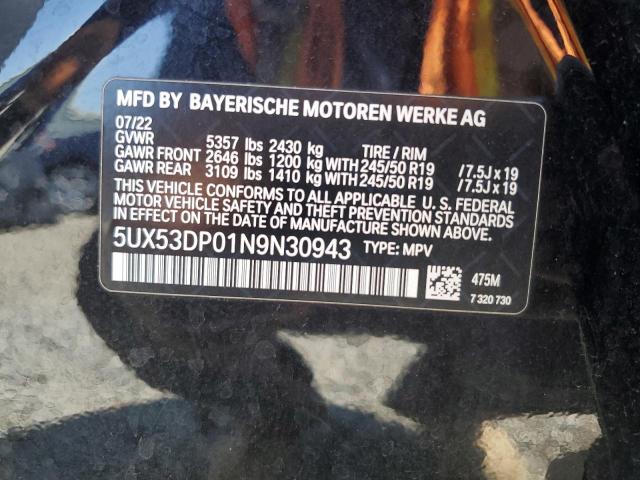 2022 BMW X3 XDRIVE3 5UX53DP01N9N30943