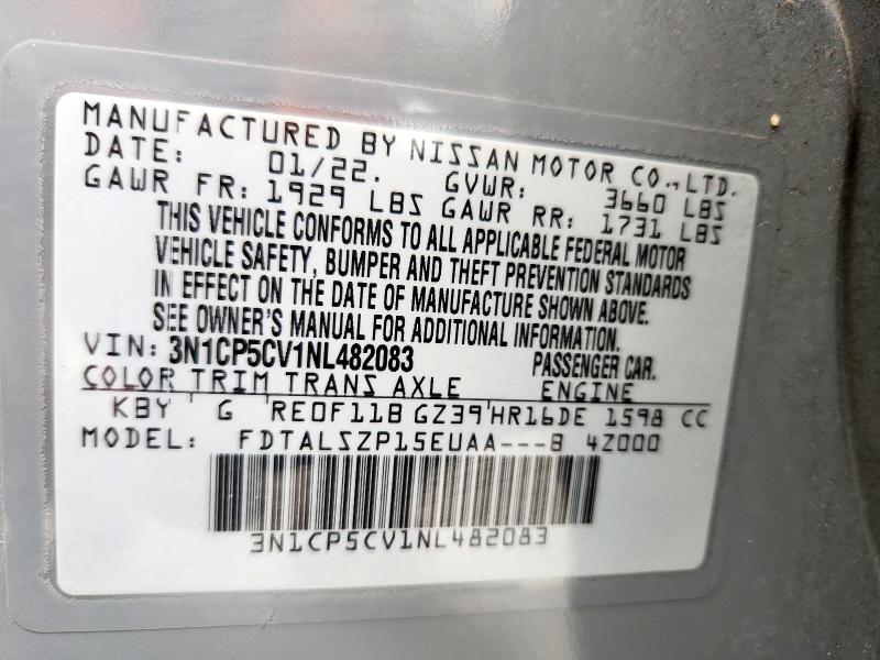 2022 NISSAN KICKS SV 3N1CP5CV1NL482083