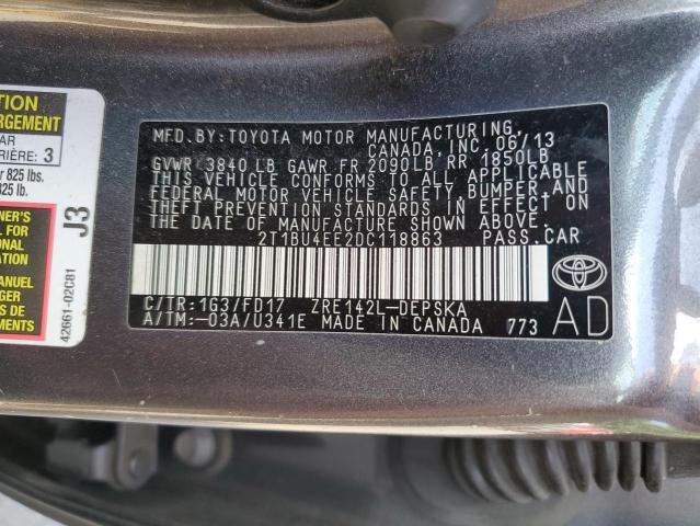 2013 TOYOTA COROLLA BASE - 2T1BU4EE2DC118863