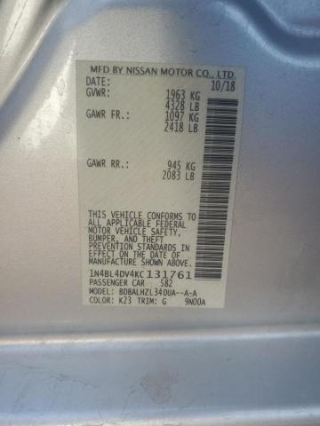 2019 NISSAN ALTIMA SV 1N4BL4DV4KC131761