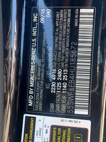 2017 MERCEDES-BENZ C 43 4MATI 55SWF6EB4HU185672