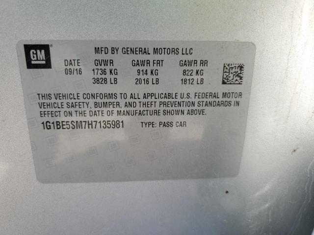 2017 CHEVROLET CRUZE LT - 1G1BE5SM7H7135981