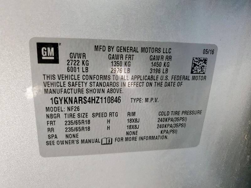 2017 CADILLAC XT5 1GYKNARS4HZ110846