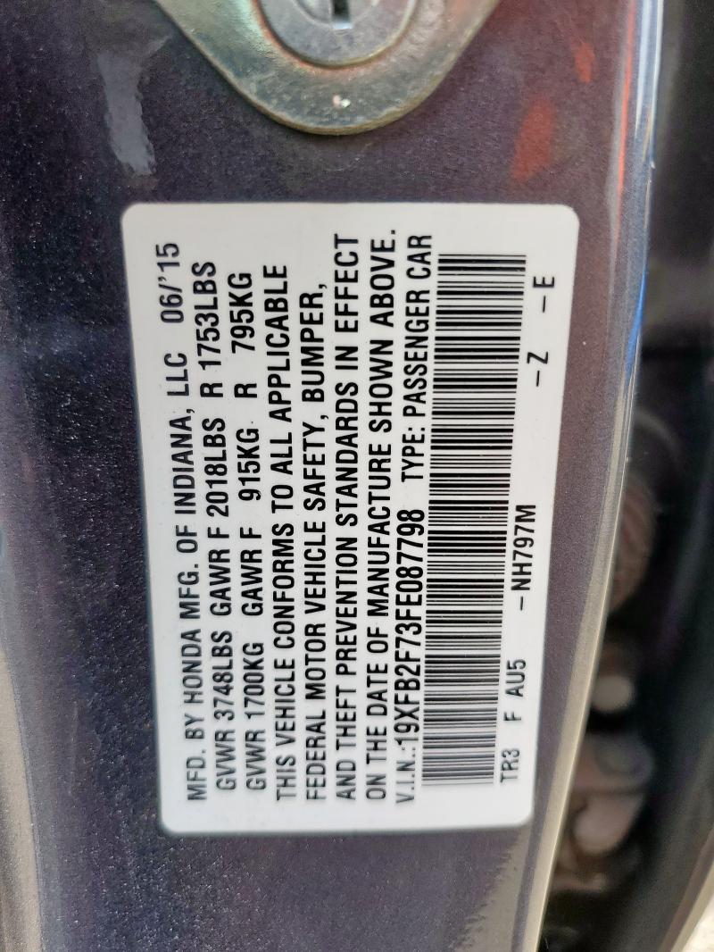2015 HONDA CIVIC SE 19XFB2F73FE087798