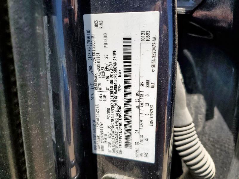 2021 FORD F150 SUPER 1FTFW1E81MFD09590