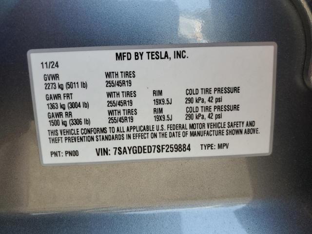 2025 TESLA MODEL Y 7SAYGDED7SF259884