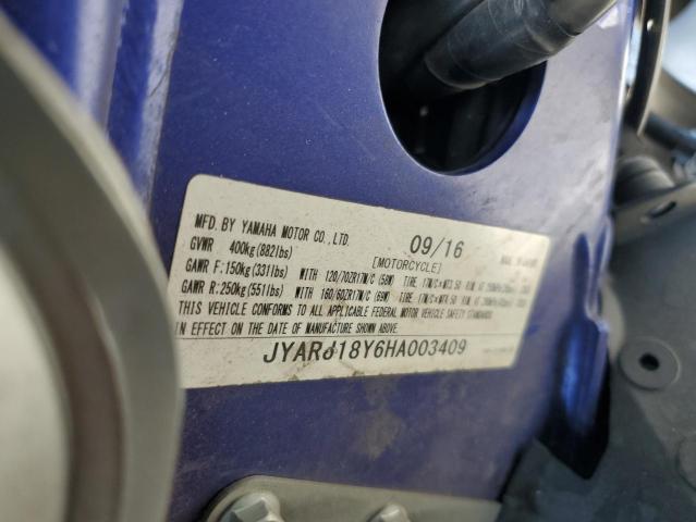 2017 YAMAHA FZ6 RC JYARJ18Y6HA003409