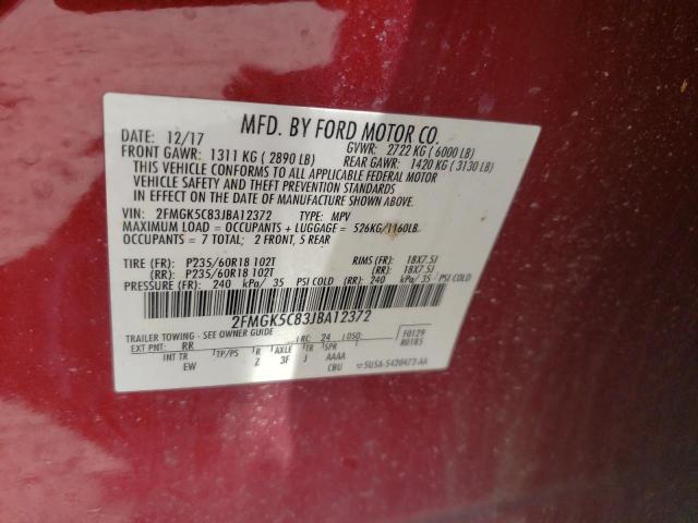 2018 FORD FLEX SEL 2FMGK5C83JBA12372