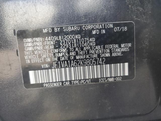 2019 SUBARU WRX JF1VA1A62K9805742