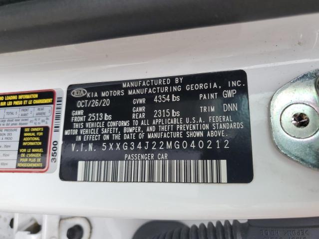 2021 KIA K5 EX 5XXG34J22MG040212